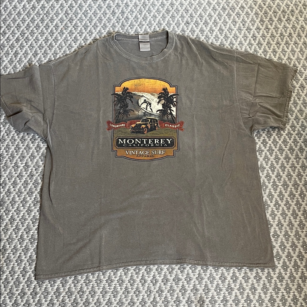 Monterey Vintage Surf Gray Brown TShirt Monterey Vintage Surf Gray Brown TShirt